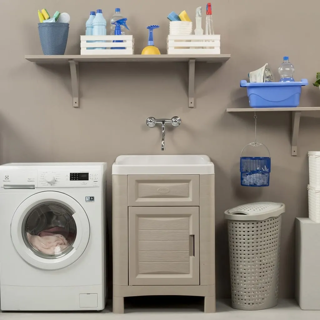 CLORIS NEW Waschküchen-schrank,Mit schlichten Design, 60x51x89 cm Sandfarben